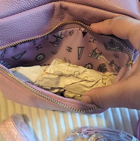 Pom Pom London Original Plus In Pink With Pink Suede On The Front NWOT - Picture 7 of 8